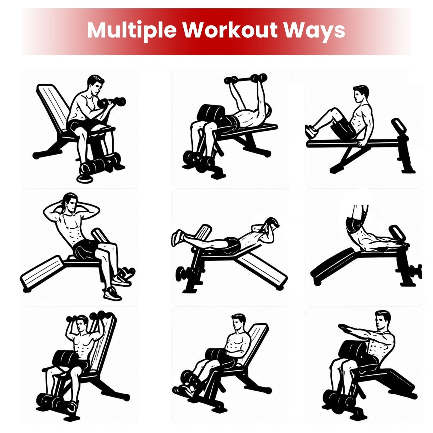1Pc Adjustable Weight Bench With Preacher Curl Pad Resistance Bands Leg Extension For Home Gym Full Body Exercise Fedex Shipping