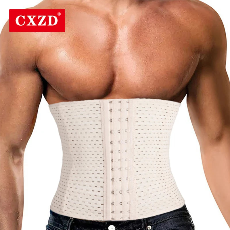 CXZD Men Waist Trainer Body Shapers Slimming Belt Modeling Strap Steel Boned Band faja Corsage Corsets Weight Loss Bustiers