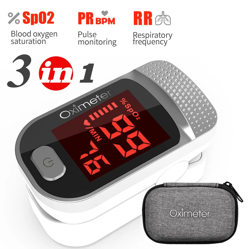 KIUZOU Finger Pulse Oximeter SPO2 PR PI RR Blood Oxygen Saturation Meter Heart Rate Monitor OLED Oximetro De Dedo