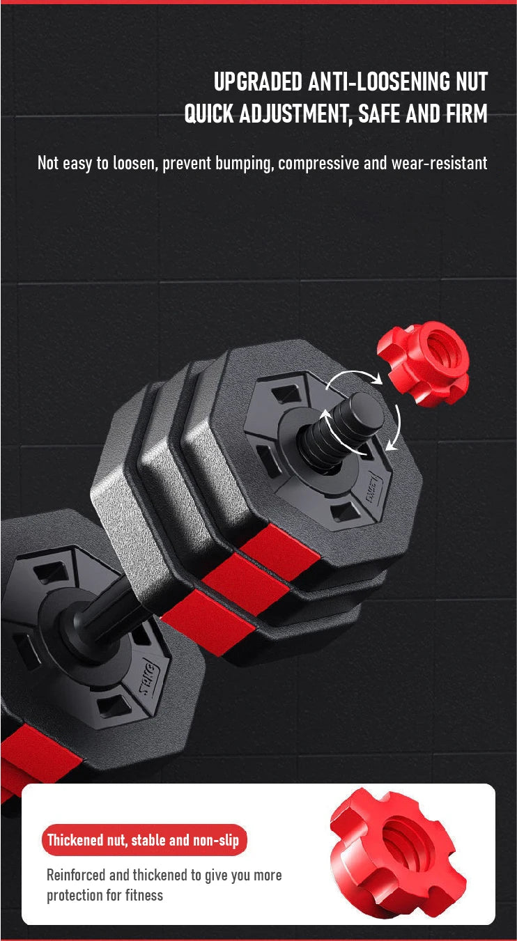 Multi-shape 2 in 1 Barbell Dumbbells Exercise 10kg Environmental Protection Cement Material Dumbbells