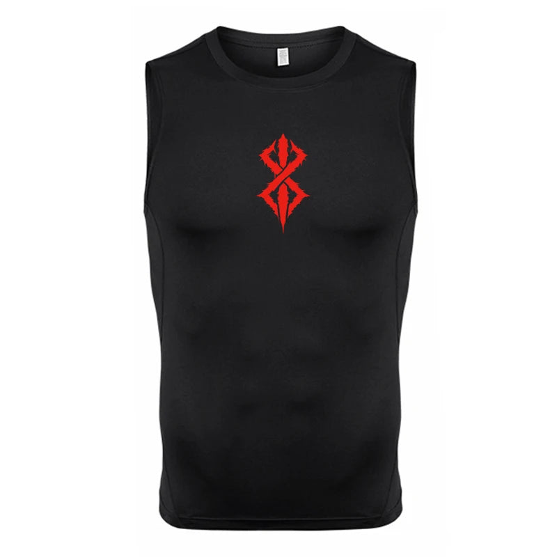 Graphic Sleeveless Compression Shirt for Men Athletic Quick Dry Stretchy Tank Tops Gym Workout Running Baselayers Undershirts