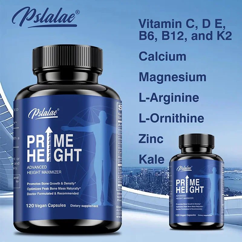 Prime Height Advanced Height Growth - with Vitamins and Calcium Zinc, Improves Bone Strength, Promotes Growth - 120 Capsules 