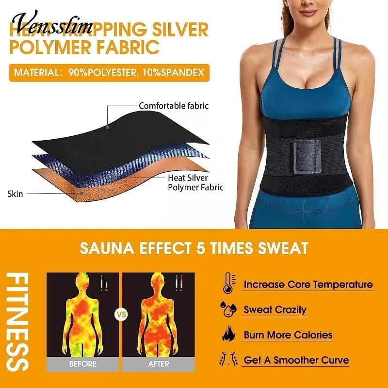 Vensslim Waist Trainer Belt for Women Belly Cincher Trimmer Corset Slimming Neoprene Body Shaper Sport Double Compression Girdle