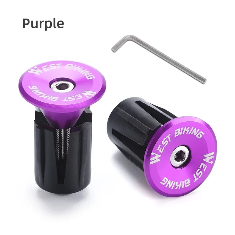 WEST BIKING Colorful Handlebar End Plugs With Tools Alunimum Alloy Road Bike MTB Handle Bar End Cap Expansion Plugs 22-24mm