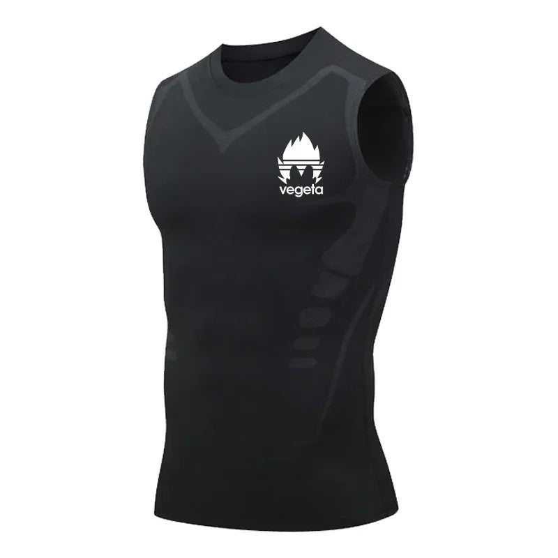 Compression Tank Top Men Gym Shirt Sleeveless Manga Anime Vest Shaping Quick Dry Workout Muscle Tight Top Breathable Summer Male