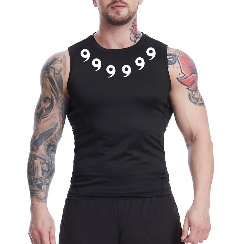 Graphic Sleeveless Compression Shirt for Men Athletic Quick Dry Stretchy Tank Tops Gym Workout Running Baselayers Undershirts