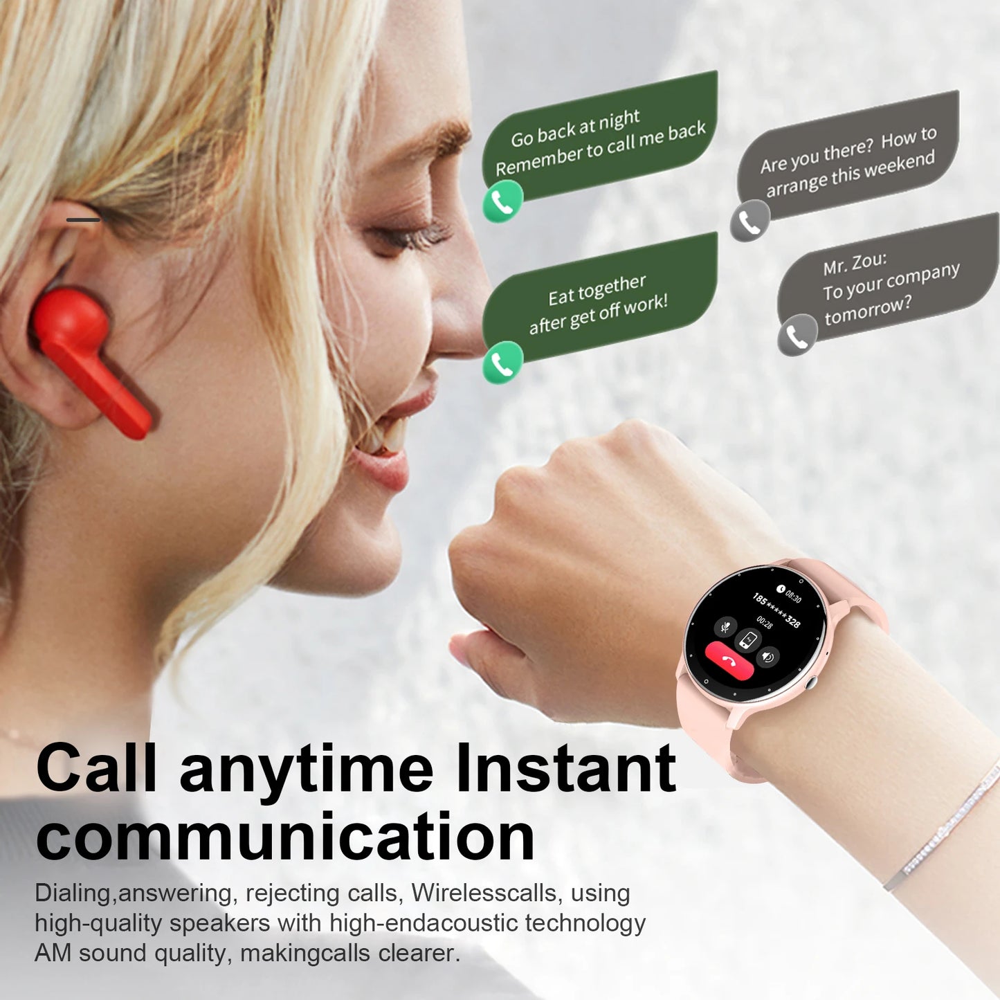 LIGE Women Smart Watches Bluetooth Call Waterproof Activity Tracker Sports Smartwatch Heart Rate Monitor Ladies Health Bracelets