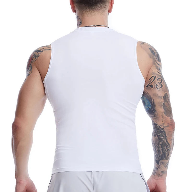 Graphic Sleeveless Compression Shirt for Men Athletic Quick Dry Stretchy Tank Tops Gym Workout Running Baselayers Undershirts