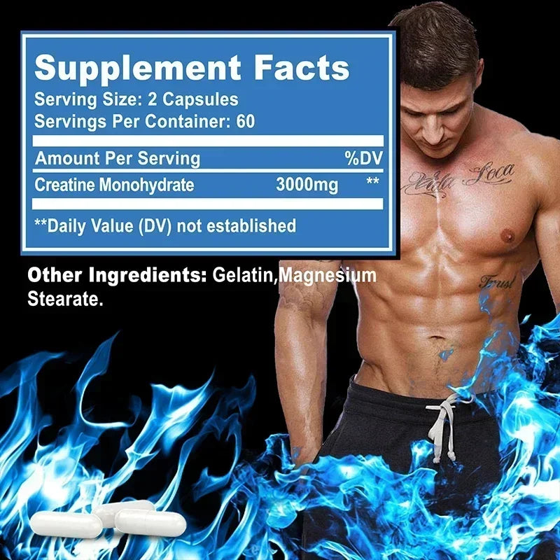 Creatine Monohydrate - Sports Supplement To Help Support Muscle Growth,Improves Performance - 120 Capsules 