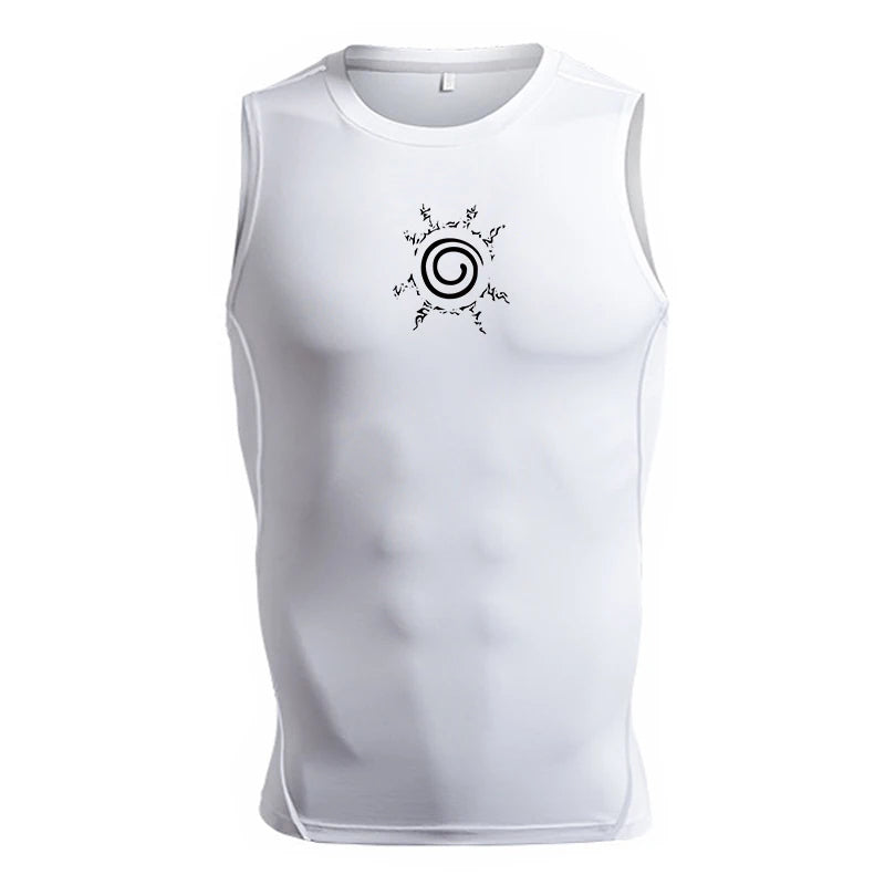 Graphic Sleeveless Compression Shirt for Men Athletic Quick Dry Stretchy Tank Tops Gym Workout Running Baselayers Undershirts