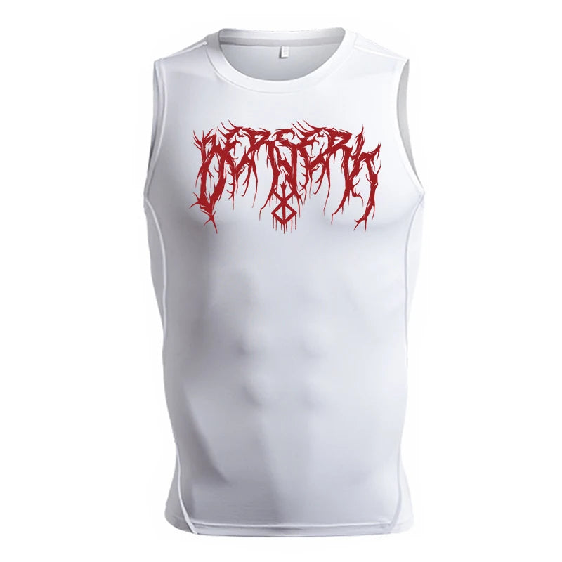 Graphic Sleeveless Compression Shirt for Men Athletic Quick Dry Stretchy Tank Tops Gym Workout Running Baselayers Undershirts