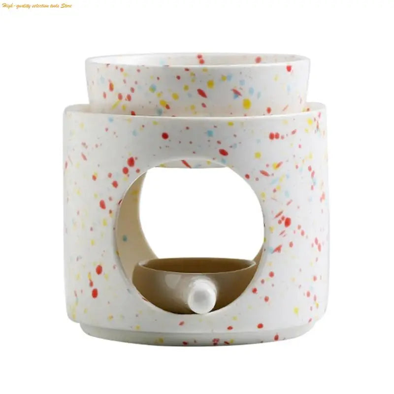Colorful Dots Ceramics Aromas Diffuser Burners with Tealight Holder Spoon and Removable Bowl for Scented Distribution 203F