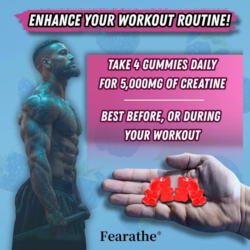 Sugar-Free Creatine Monohydrate Gummies - 2500 Mg of Creatine Monohydrate Per Serving for Workouts and Muscle Relaxation