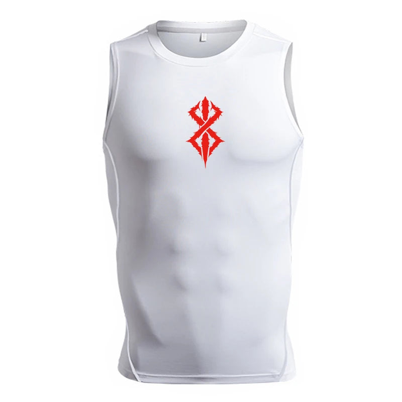 Graphic Sleeveless Compression Shirt for Men Athletic Quick Dry Stretchy Tank Tops Gym Workout Running Baselayers Undershirts