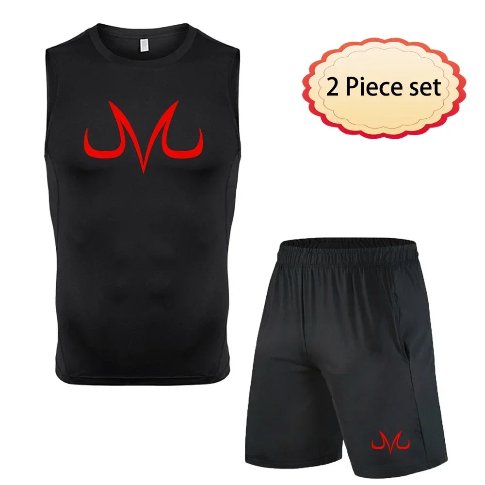 Anime Men's Running Tank Tops Fitness Sportswear Athletic Vests Training Gym Clothes Sports Suits Workout Jogging Rashguard Kit
