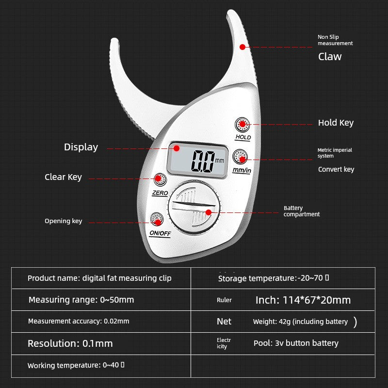 Digital Gym Weight Loss Professional Measuring Instrument Sebum Clamp