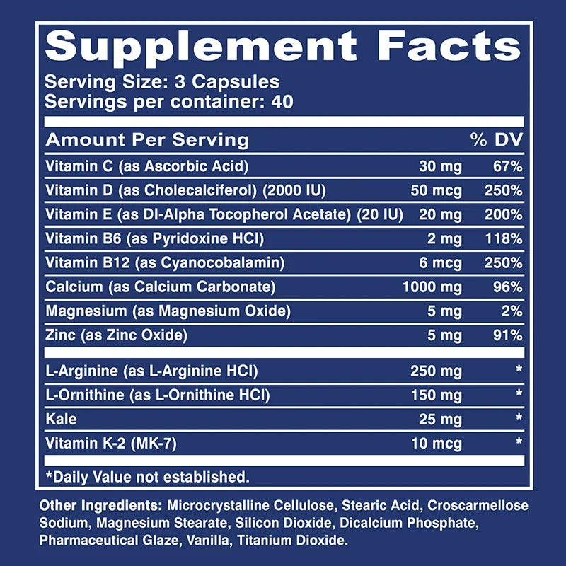 Prime Height Advanced Height Growth - with Vitamins and Calcium Zinc, Improves Bone Strength, Promotes Growth - 120 Capsules 