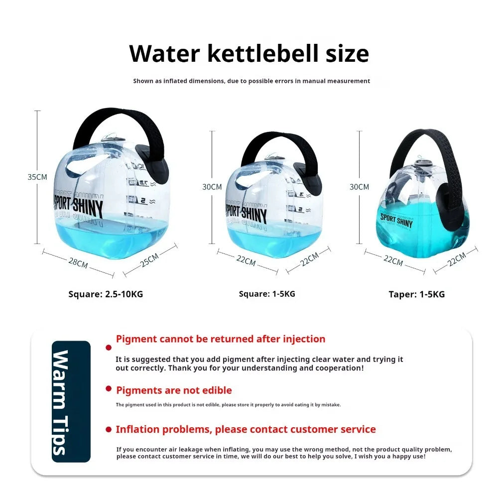 Water Filling Kettlebell Adjustable Weight-bearing Fitness Weight Lifting Water Bag Portable Inflatable Workout Dumbbells