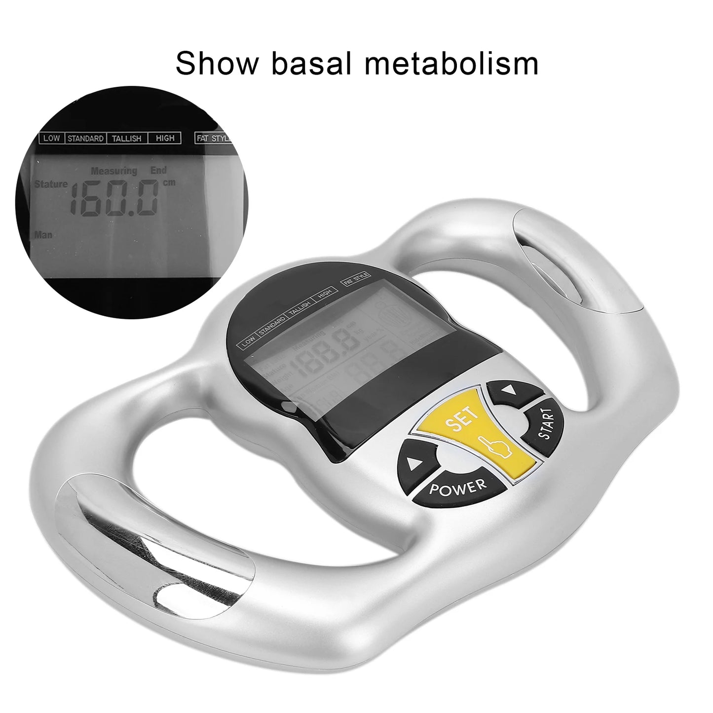 Handheld Body Fat Measuring Instrument ABS BMI Meter Fat Analyzer Monitor Measure Device
