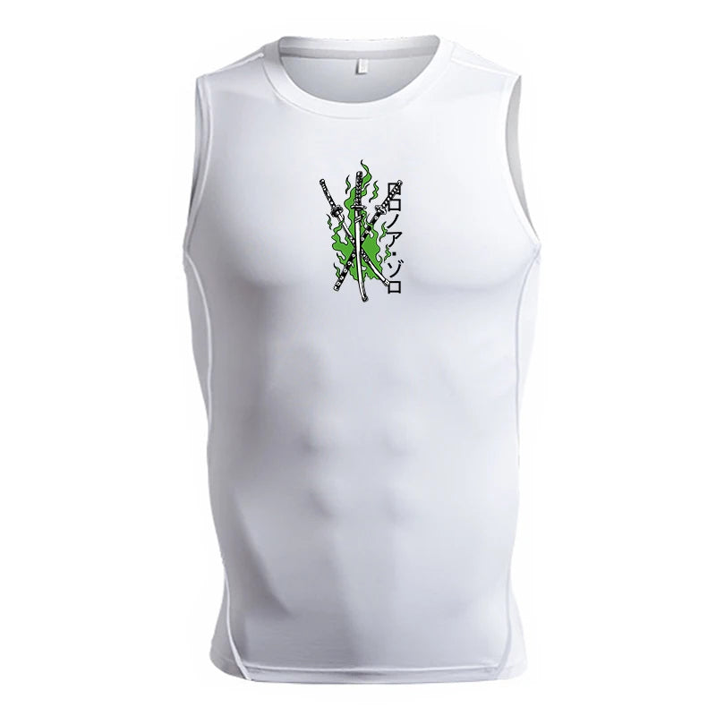 Graphic Sleeveless Compression Shirt for Men Athletic Quick Dry Stretchy Tank Tops Gym Workout Running Baselayers Undershirts