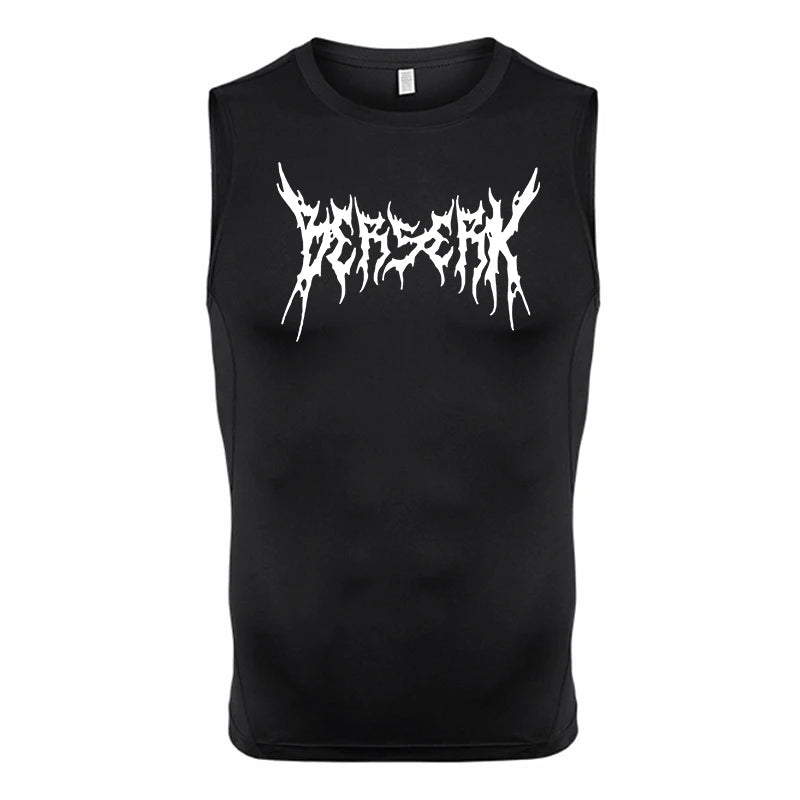 Graphic Sleeveless Compression Shirt for Men Athletic Quick Dry Stretchy Tank Tops Gym Workout Running Baselayers Undershirts