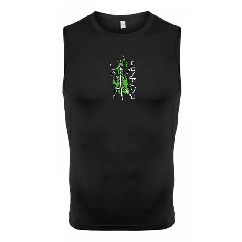 Graphic Sleeveless Compression Shirt for Men Athletic Quick Dry Stretchy Tank Tops Gym Workout Running Baselayers Undershirts