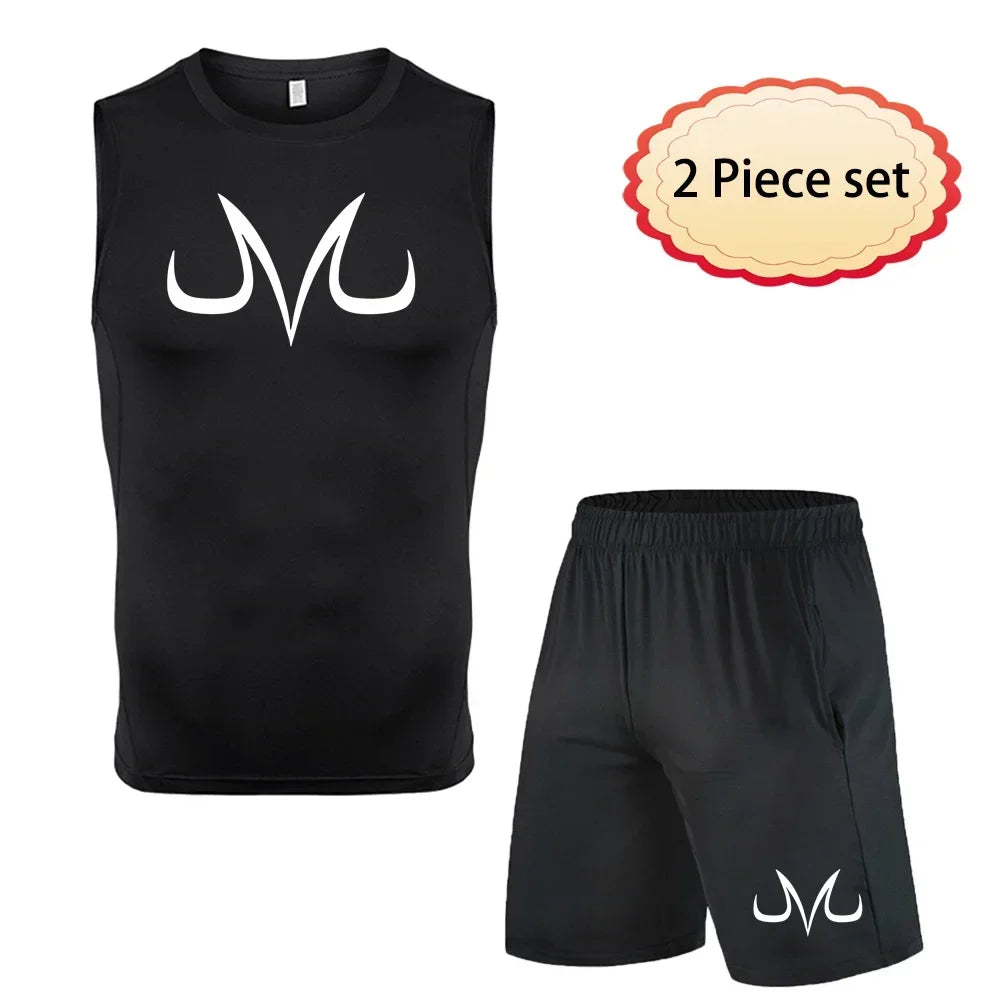 Anime Men's Running Tank Tops Fitness Sportswear Athletic Vests Training Gym Clothes Sports Suits Workout Jogging Rashguard Kit