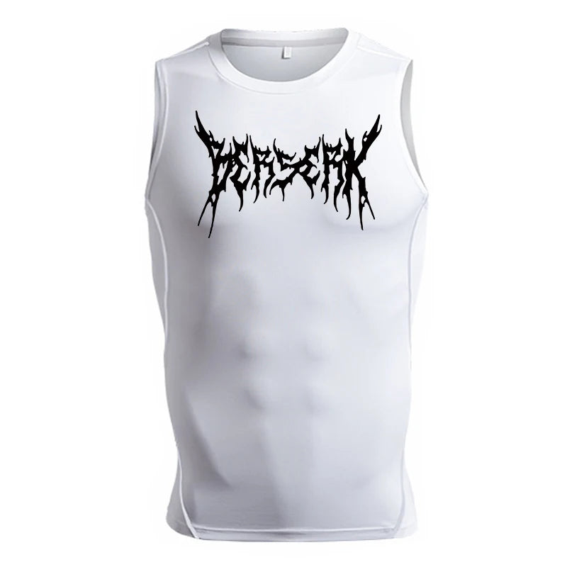 Graphic Sleeveless Compression Shirt for Men Athletic Quick Dry Stretchy Tank Tops Gym Workout Running Baselayers Undershirts