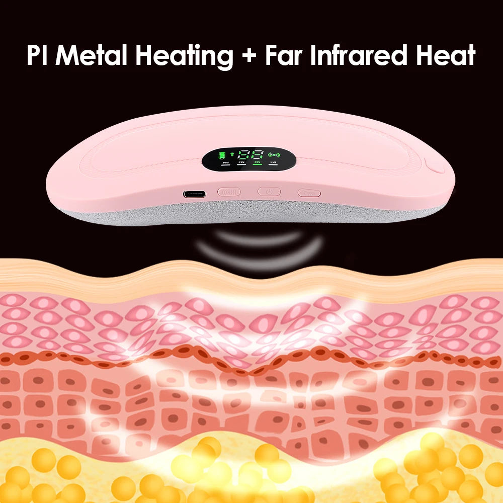 Heated Massage Warm Palace Belt Hot Compression Vibration Belt Abdomen Waist Stomach Warming Pain Relief Heating Massage Device