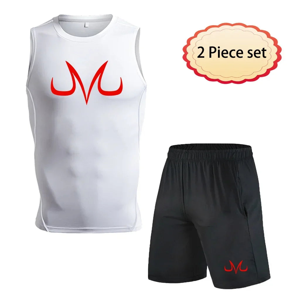 Anime Men's Running Tank Tops Fitness Sportswear Athletic Vests Training Gym Clothes Sports Suits Workout Jogging Rashguard Kit