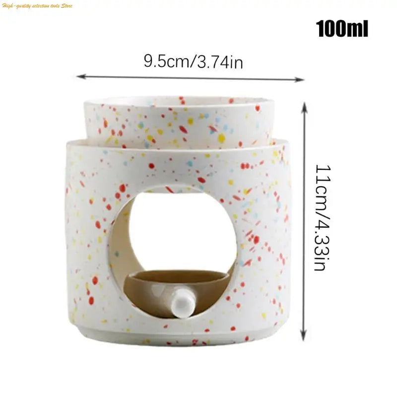Colorful Dots Ceramics Aromas Diffuser Burners with Tealight Holder Spoon and Removable Bowl for Scented Distribution 203F