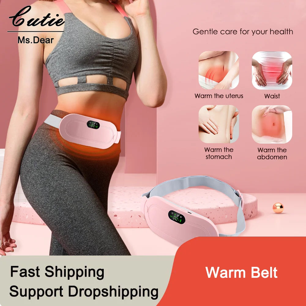 Heated Massage Warm Palace Belt Hot Compression Vibration Belt Abdomen Waist Stomach Warming Pain Relief Heating Massage Device