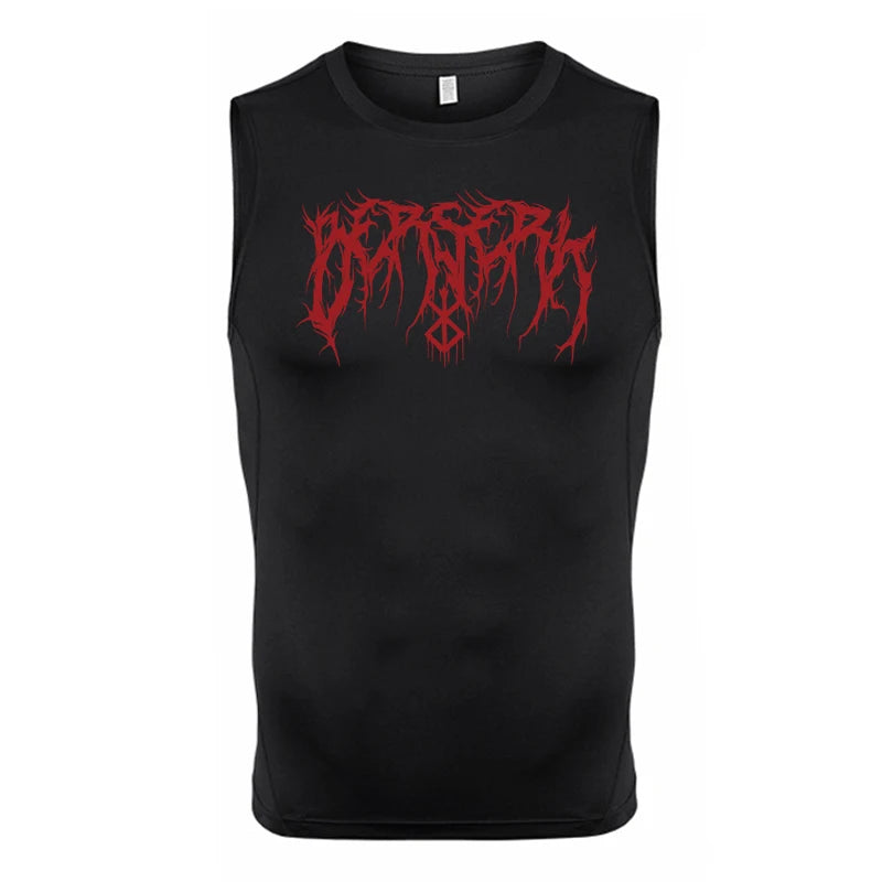 Graphic Sleeveless Compression Shirt for Men Athletic Quick Dry Stretchy Tank Tops Gym Workout Running Baselayers Undershirts