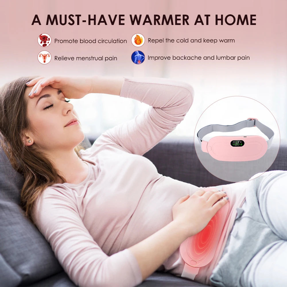 Heated Massage Warm Palace Belt Hot Compression Vibration Belt Abdomen Waist Stomach Warming Pain Relief Heating Massage Device