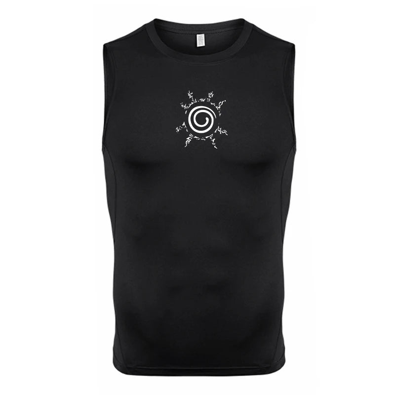 Graphic Sleeveless Compression Shirt for Men Athletic Quick Dry Stretchy Tank Tops Gym Workout Running Baselayers Undershirts