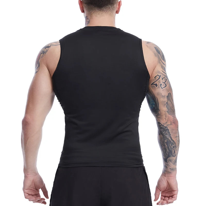 Graphic Sleeveless Compression Shirt for Men Athletic Quick Dry Stretchy Tank Tops Gym Workout Running Baselayers Undershirts