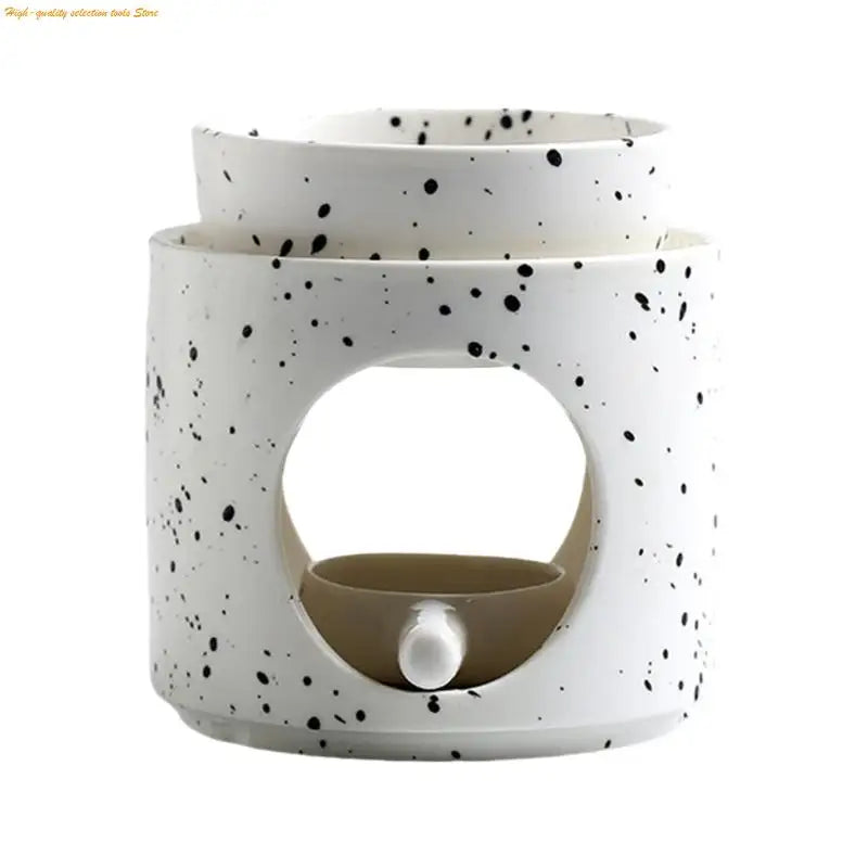 Colorful Dots Ceramics Aromas Diffuser Burners with Tealight Holder Spoon and Removable Bowl for Scented Distribution 203F
