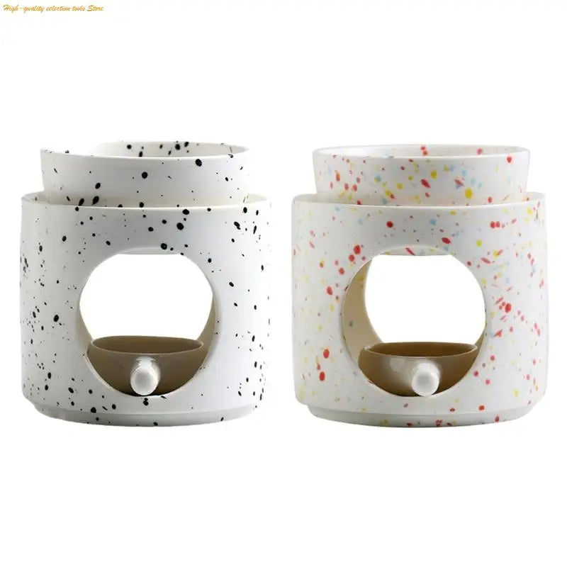 Colorful Dots Ceramics Aromas Diffuser Burners with Tealight Holder Spoon and Removable Bowl for Scented Distribution 203F