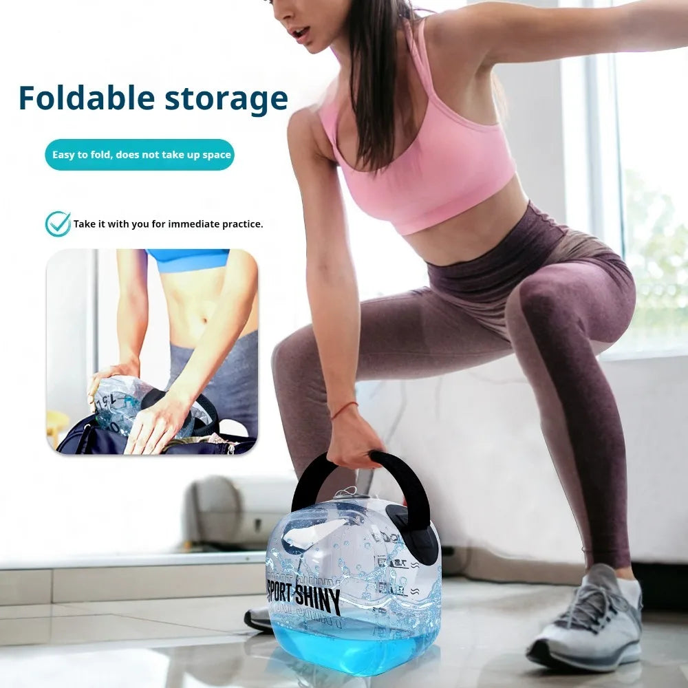 Water Filling Kettlebell Adjustable Weight-bearing Fitness Weight Lifting Water Bag Portable Inflatable Workout Dumbbells