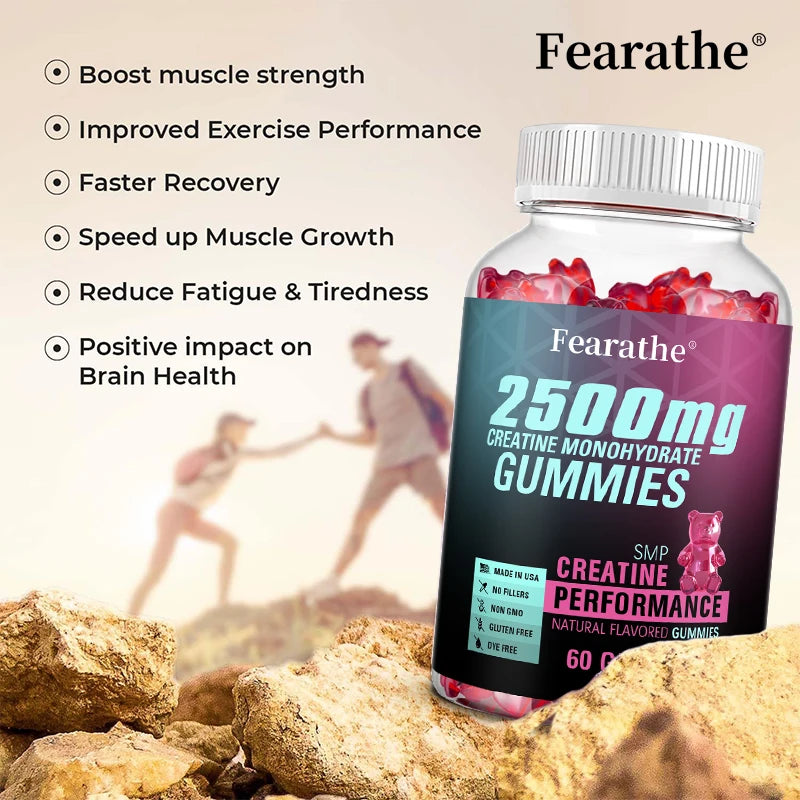 Sugar-Free Creatine Monohydrate Gummies - 2500 Mg of Creatine Monohydrate Per Serving for Workouts and Muscle Relaxation