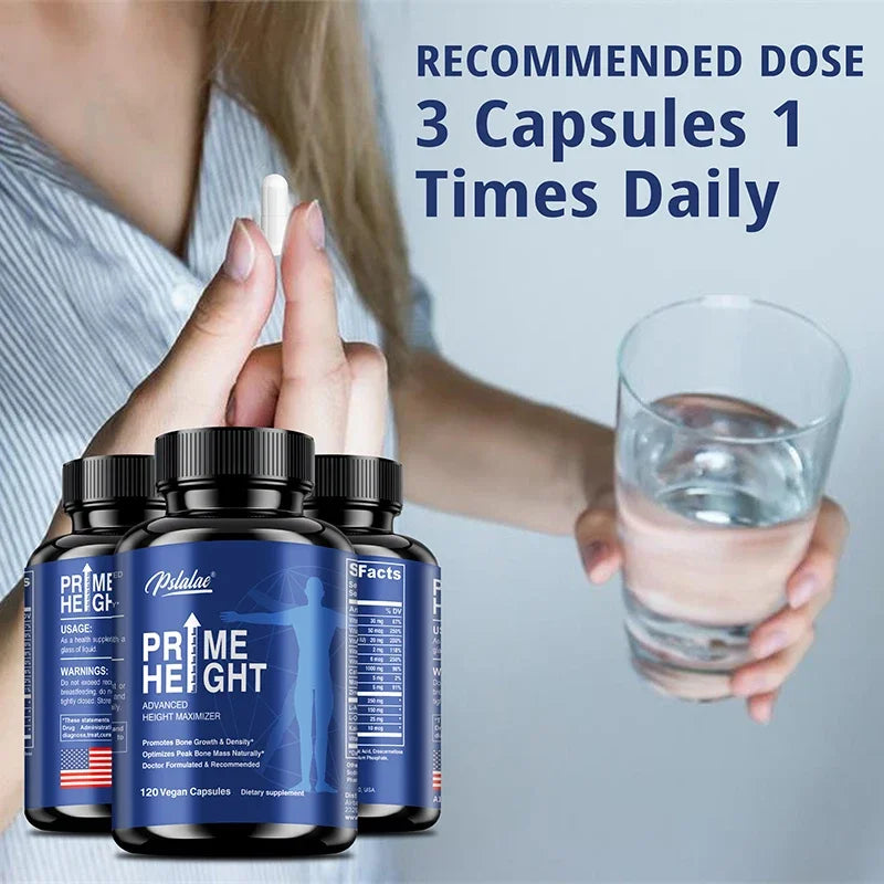 Prime Height Advanced Height Growth - with Vitamins and Calcium Zinc, Improves Bone Strength, Promotes Growth - 120 Capsules 