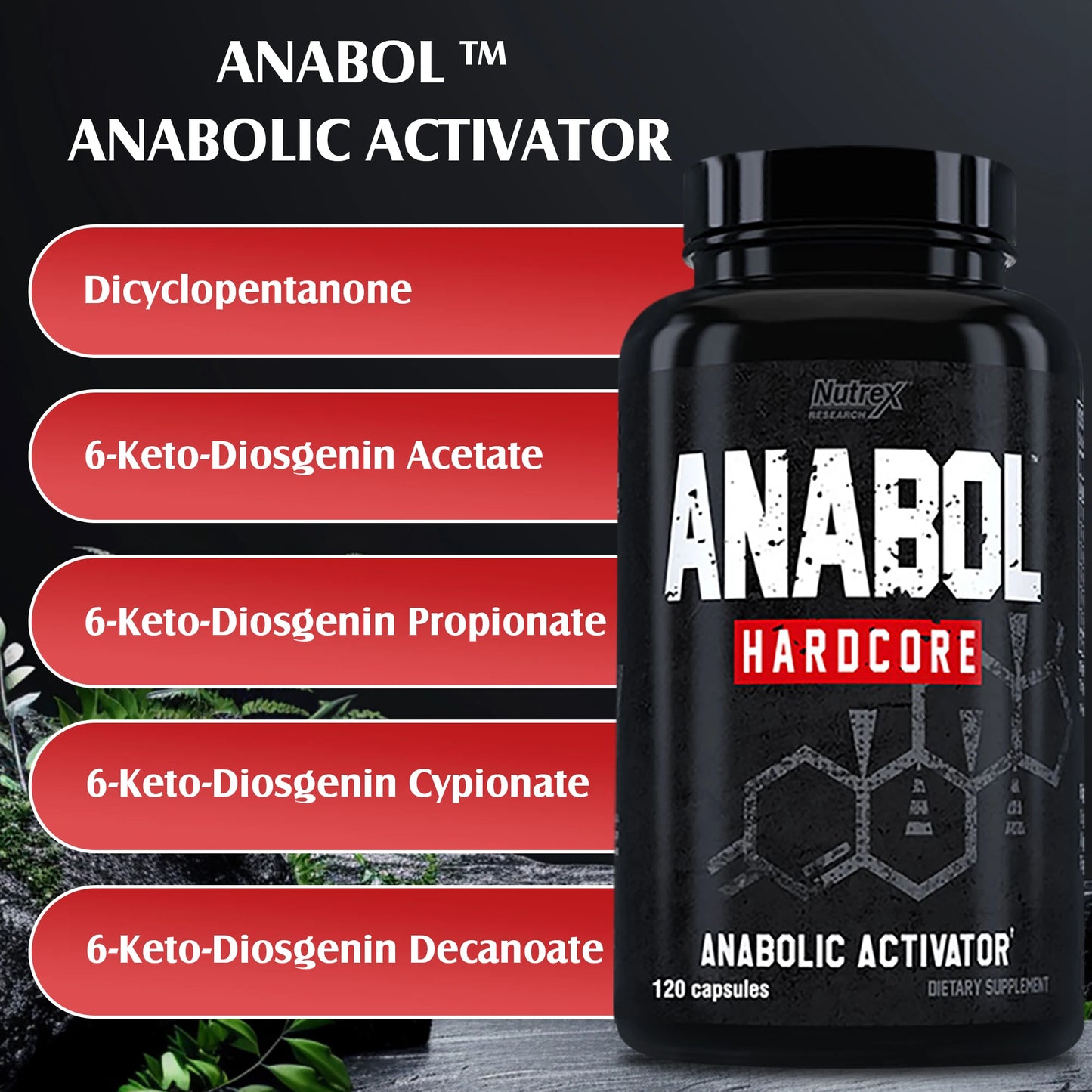 ANABOLIC - Muscle Growth Supplements for Men To Build Lean, Dense, High - 120 Capsules