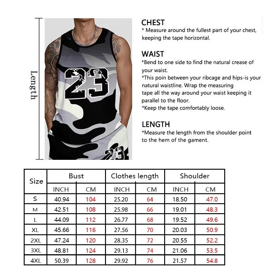3D Printing Gym Clothes Men's Sleeveless Tights Running Basketball Training Clothes Tops Gym Vest Style Quick-dry Breathable Top