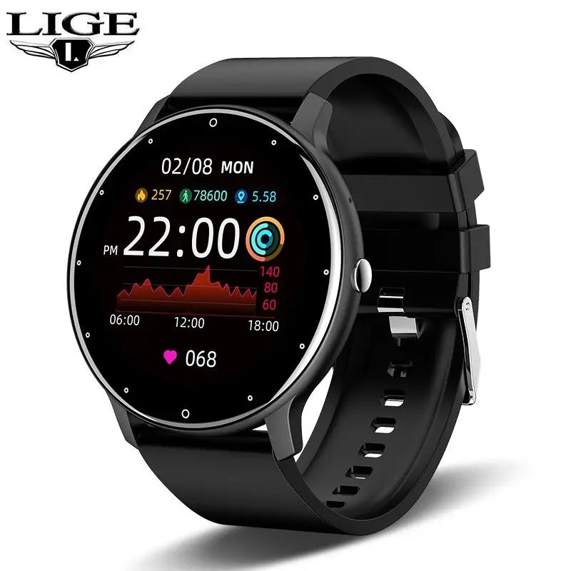 LIGE 2024 New Men Smart Watch Real-time Activity Tracker Heart Rate Monitor Sports Women Smart Watch Men Clock For Android IOS