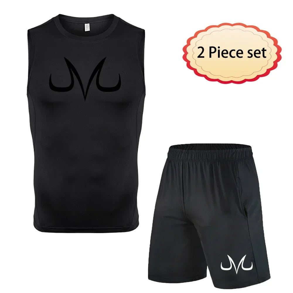 Anime Men's Running Tank Tops Fitness Sportswear Athletic Vests Training Gym Clothes Sports Suits Workout Jogging Rashguard Kit