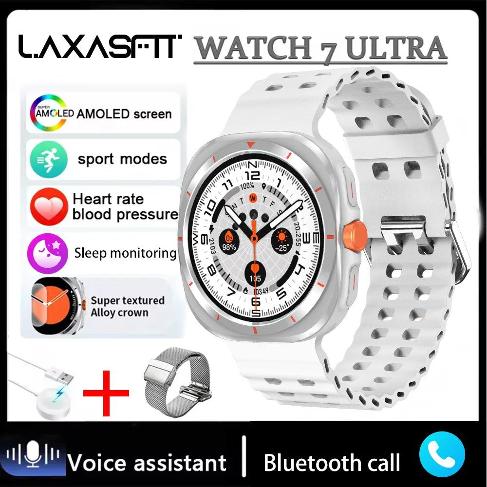 LAXASFIT 2024 New Men's Bluetooth Voice Call AI Voice Outdoor Sports Heart Rate Monitor Women Smartwatch Gift