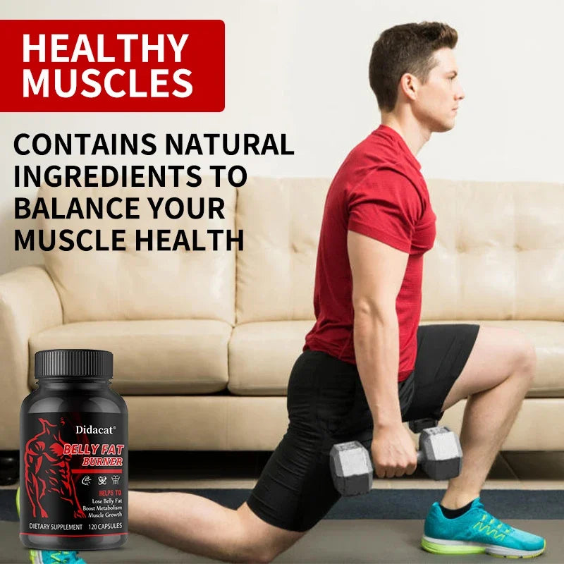 Didacat Belly Fat Burner for Men - Burn Belly Fat, Tighten Abs, Boost Muscle Growth, Metabolism - Caffeine Free