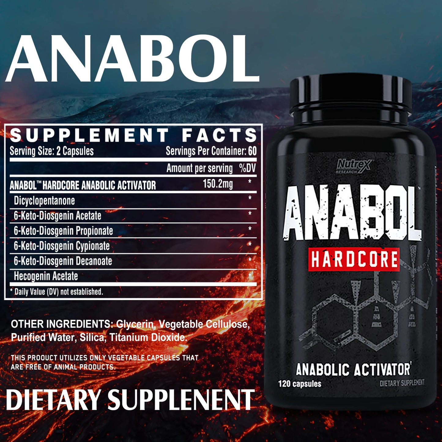 ANABOLIC - Muscle Growth Supplements for Men To Build Lean, Dense, High - 120 Capsules