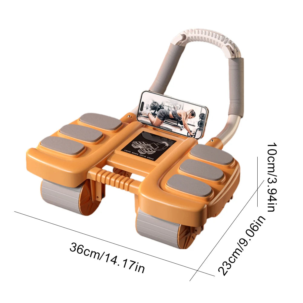 Abdominal Wheeled Exerciser Six-wheel Design Slider Abdominal Training Wheel Automatic Bounce Anti-slip Gym Fitness Equipment