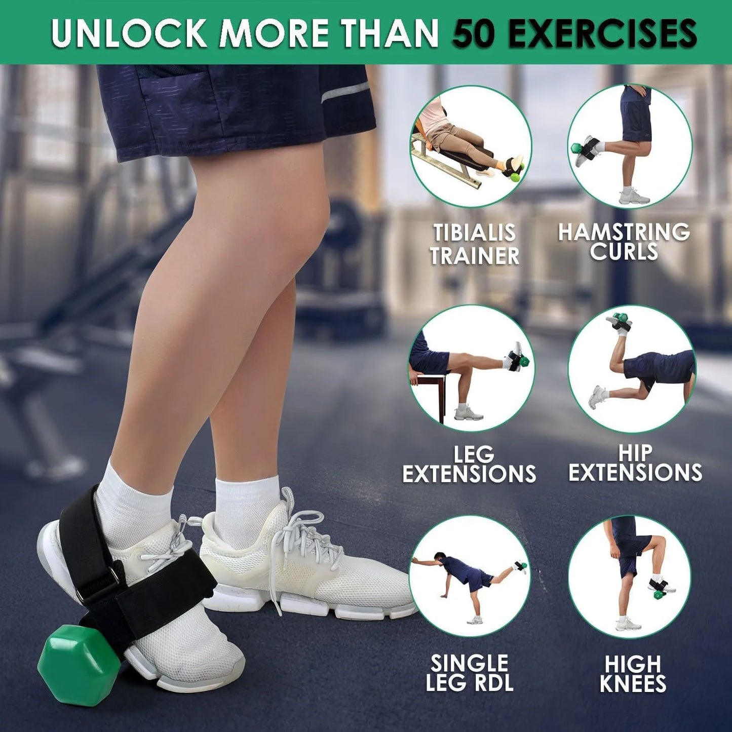 Dumbbell Foot Attachment Tibialis Trainer Adjustable Ankle Weights Leg Workouts at Home Leg extensions Home Gym Equipment